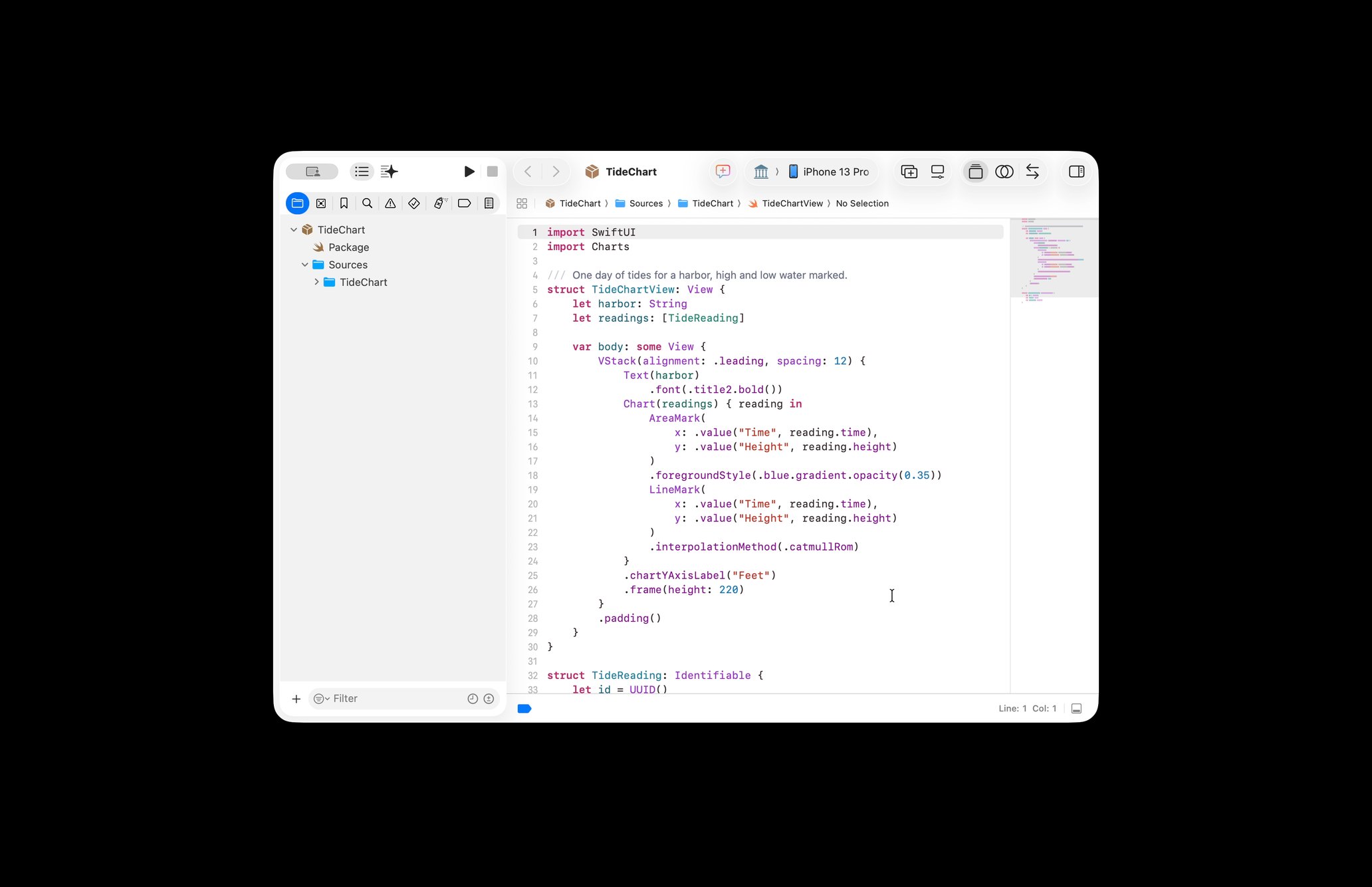 A real App Focus capture: Xcode, an app that only runs on the Mac, streamed on its own while the rest of the Mac's screen is masked black.